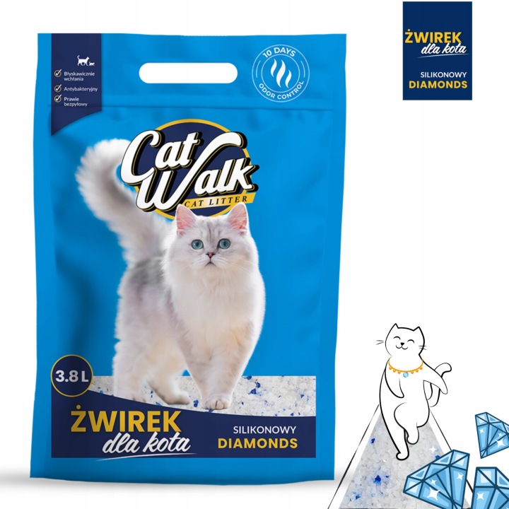 Silikónová podstielka CatWalk Diamonds 8×3,8 l, bezprašná, 30,4 l